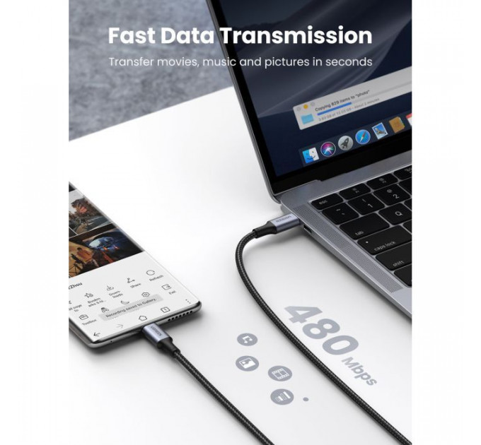 Дата кабель USB-C to USB-C 3.0m 5A 100W US316 Black Ugreen (90120)