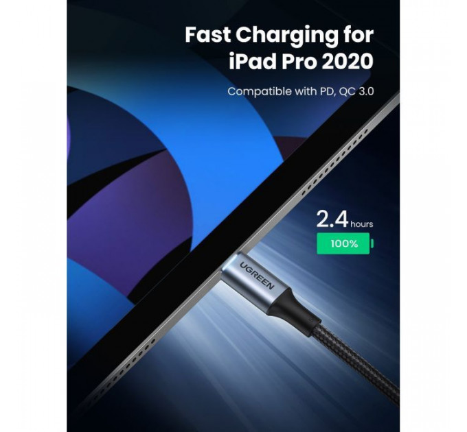Дата кабель USB-C to USB-C 3.0m 5A 100W US316 Black Ugreen (90120)