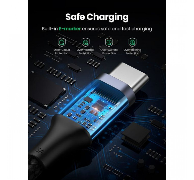 Дата кабель USB-C to USB-C 3.0m 5A 100W US316 Black Ugreen (90120)