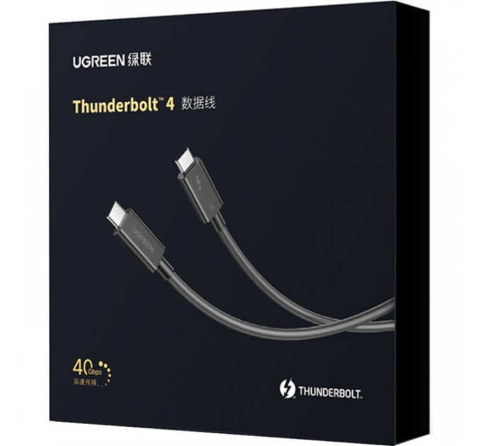 Дата кабель USB-C to USB-C 0.8m USB 4.0 THUNDERBOLTUS501 8K40Gbps Black Ugreen (30389)