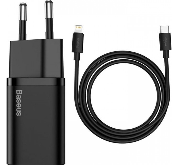 Зарядний пристрій Baseus Super Si 1C 20W With Cable Type-C\/iP Black (TZCCSUP-B01)