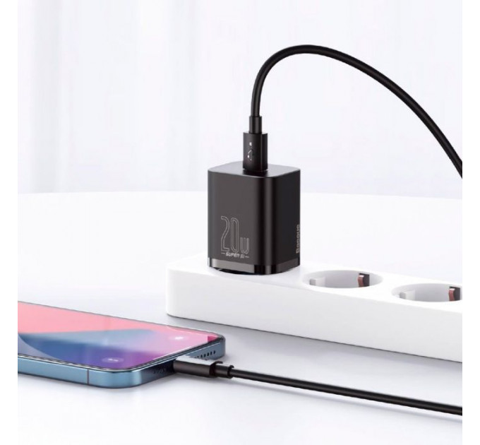 Зарядний пристрій Baseus Super Si 1C 20W With Cable Type-C\/iP Black (TZCCSUP-B01)