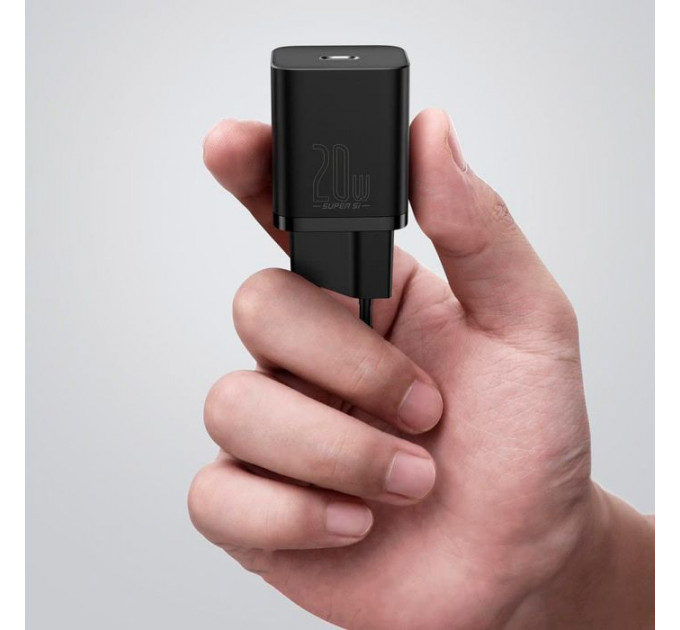 Зарядний пристрій Baseus Super Si 1C 20W With Cable Type-C\/iP Black (TZCCSUP-B01)
