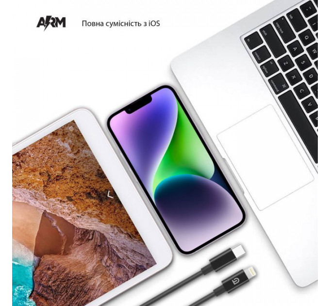 Дата кабель USB-C to Lightning 1.0m AMQGJ2B black Armorstandart (ARM64293)