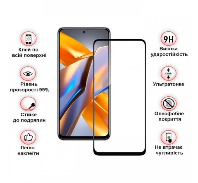 Стекло защитное BeCover Poco M5s Black (709252)