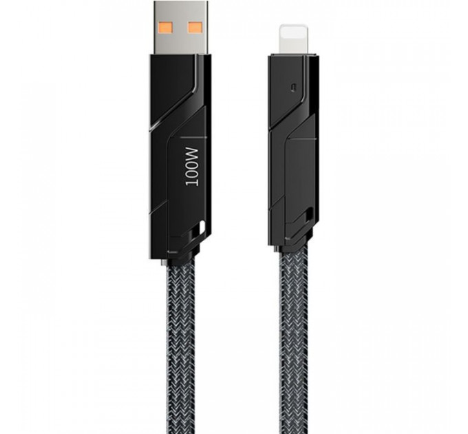 Дата кабель USB-C to USB-C + Lightning + USB-A 1.5m Black Proda (PD-B96th-BK)