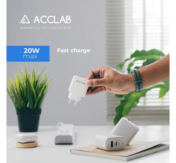 Зарядное устройство для ACCLAB AL-TC220 (1xUSB, 1xType-C) (1283126556494)
