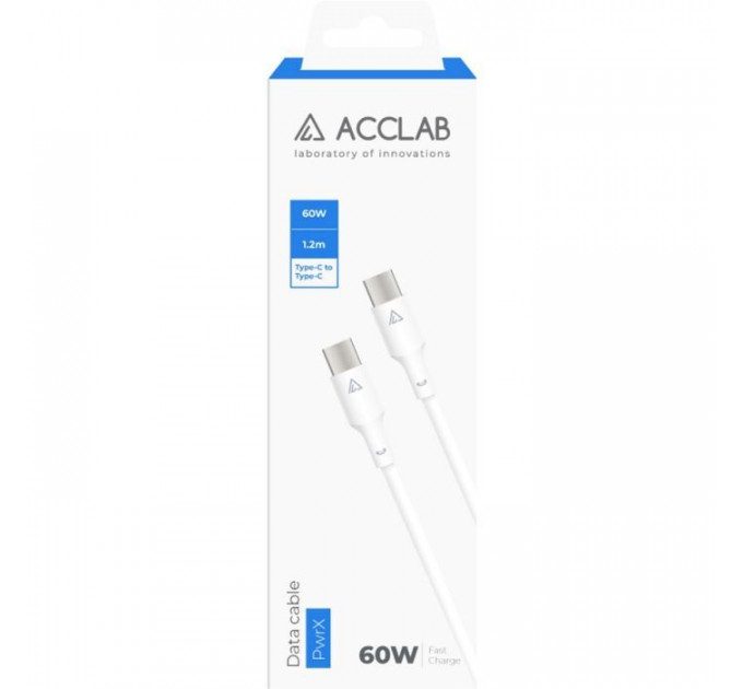 Дата кабель USB-C to USB-C 1.2m PwrX 60W ACCLAB (1283126559563)