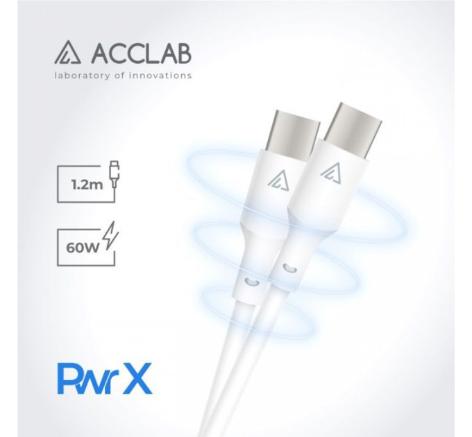Дата кабель USB-C to USB-C 1.2m PwrX 60W ACCLAB (1283126559563)