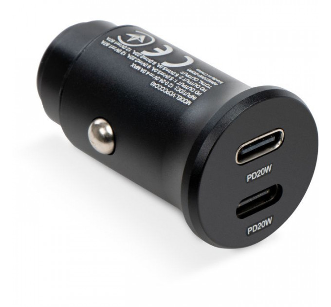 Зарядное устройство для Vinga 40W PD 2xUSB-C (20W+20W) Car Charger (VCPCCCC40)