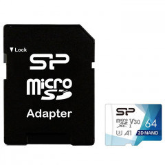 Карта пам/'яті Silicon Power 64Gb microSDXC U3 A1 V30 Superior Color 100R\/80W + adapter (SP064GBSTXDU3V20AB)