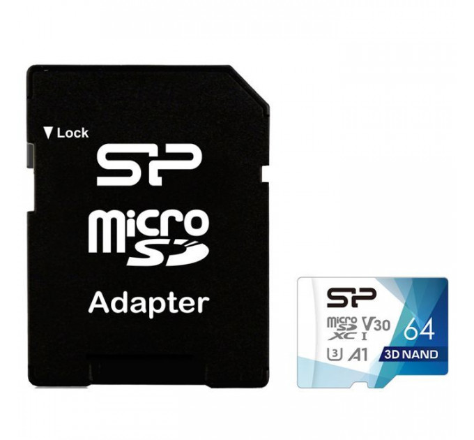 Карта пам/'яті Silicon Power 64Gb microSDXC U3 A1 V30 Superior Color 100R\/80W + adapter (SP064GBSTXDU3V20AB)