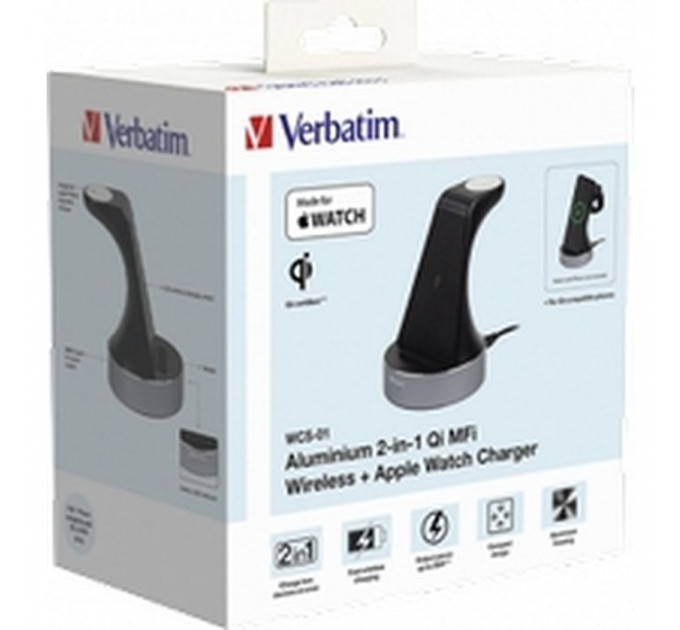 Зарядний пристрій Verbatim 2in1 Apple Watch and iPhone Charging Stand (49555)