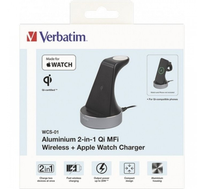 Зарядний пристрій Verbatim 2in1 Apple Watch and iPhone Charging Stand (49555)
