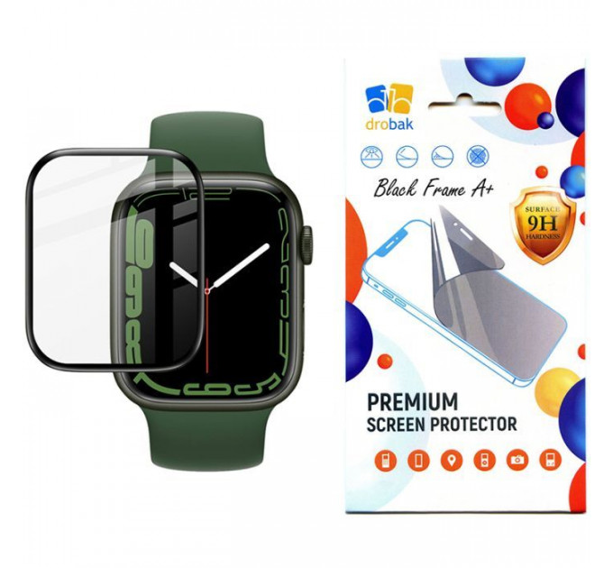 Скло захисне Drobak Apple Watch Series 9 45mm Black Frame A+ (323211)