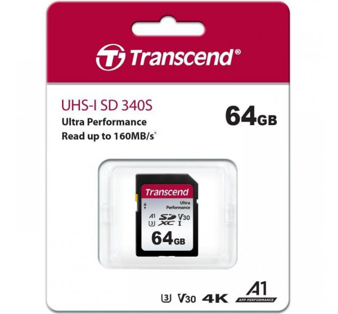 Карта пам/'яті Transcend 64GB SD class 10 UHS-I U3 4K (TS64GSDC340S)