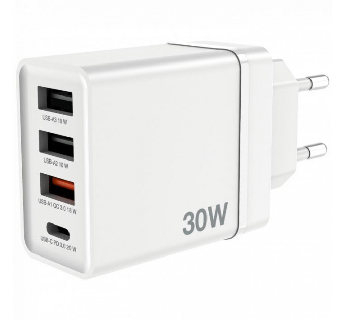 Зарядний пристрій Verbatim USB 30W PD3.0 4-ports white (49701)