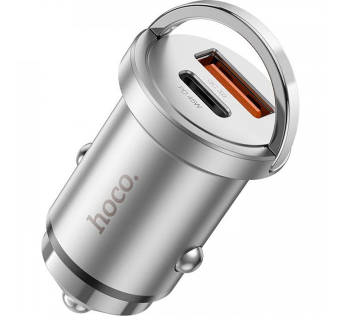Зарядний пристрій HOCO NZ10 Handy USB-A\/Type-C Silver (6942007601825)