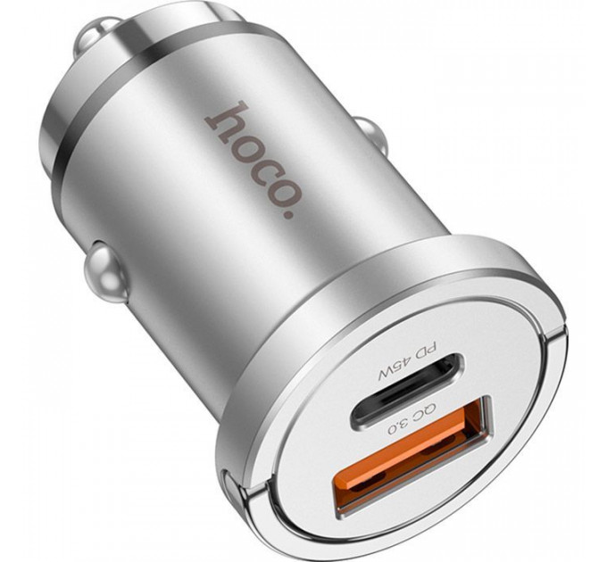 Зарядний пристрій HOCO NZ10 Handy USB-A\/Type-C Silver (6942007601825)