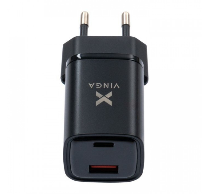 Зарядний пристрій Vinga USB-C PD30W + USB-A QC30W Display 33W Max (VCR30ACDB)