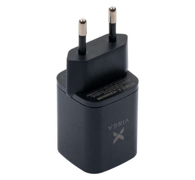 Зарядний пристрій Vinga USB-C PD30W + USB-A QC30W Display 33W Max (VCR30ACDB)