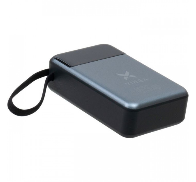 Батарея універсальна Vinga 20000 mAh 65W Display USB-C Cable Grey (VPBB2065C)