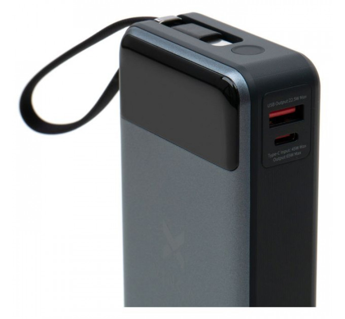 Батарея універсальна Vinga 20000 mAh 65W Display USB-C Cable Grey (VPBB2065C)