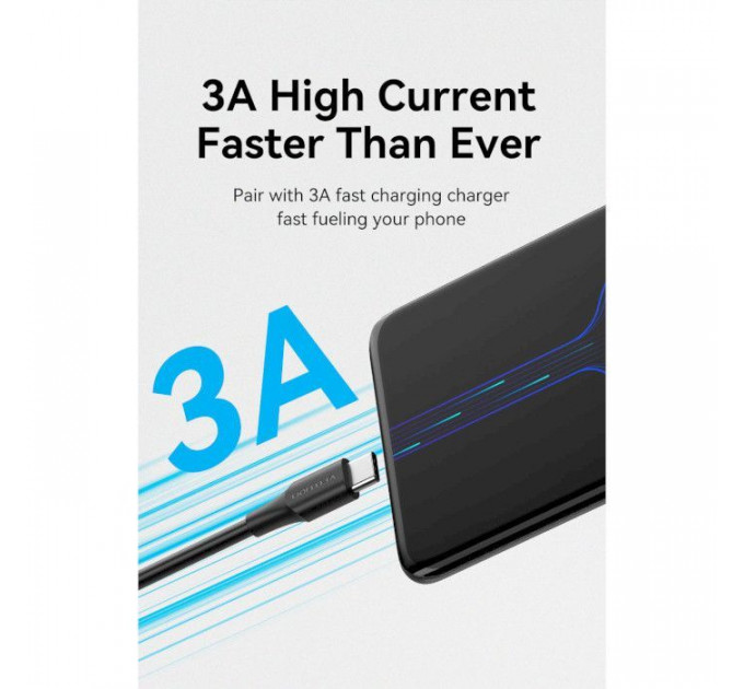 Дата кабель USB 2.0 AM to USB-C 1.5m 3.0A 18W PVC black VENTION (CTHBG)