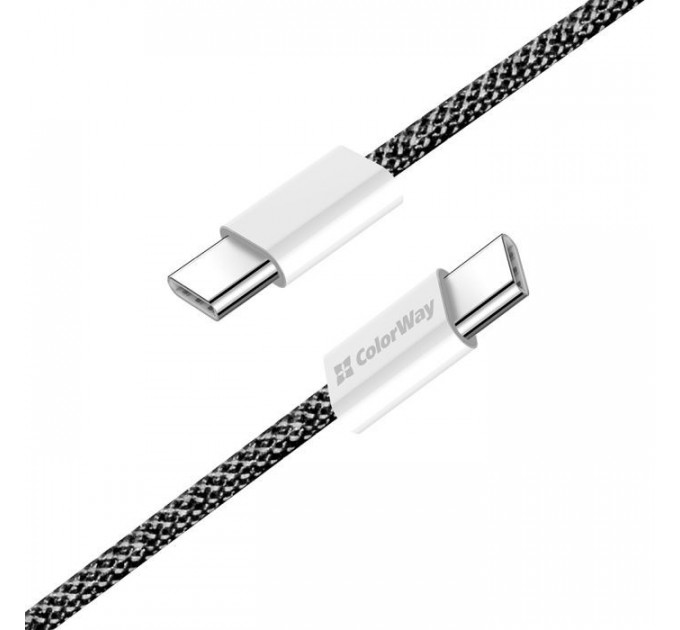 Дата кабель USB-C to USB-C 1.0m 60W 3.0А black ColorWay (CW-CBPDCC061-BK)
