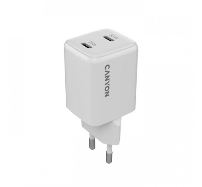 Зарядное устройство для Canyon CU35CC GaN 35W 2xPD EU White (CNS-CUW35CC) Зарядное устройство для Canyon CU35CC GaN 35W 2xPD EU White (CNS-CUW35CC)