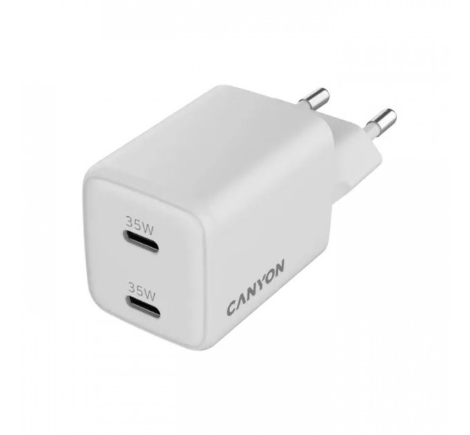 Зарядное устройство для Canyon CU35CC GaN 35W 2xPD EU White (CNS-CUW35CC)