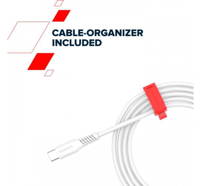 Дата кабеля USB-C to USB-C 1.2m CC100SC 100W White Canyon (CNS-CC100SC12W)