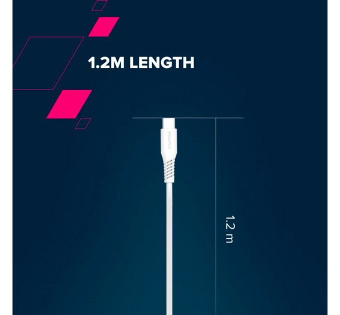 Дата кабеля USB-C to USB-C 1.2m CC100SC 100W White Canyon (CNS-CC100SC12W)