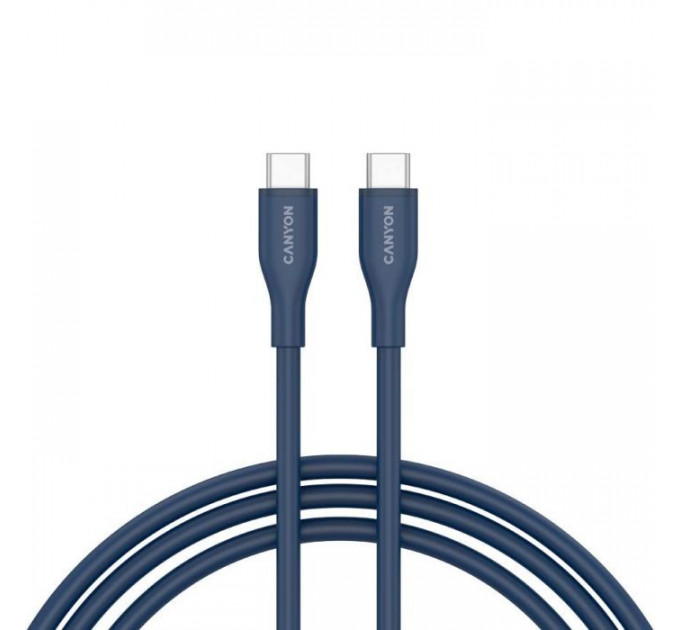Дата кабель USB-C to USB-C 1.0m CC60SC10 60W Silicon Dark blue Canyon (CNS-CC60SC10DB)