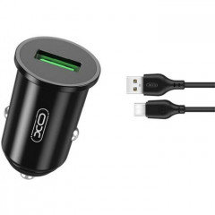 Зарядний пристрій XO TZ12 QC3.0 (1USB\/18W) + USB - Type-C Black (XO-TZ12-BK)