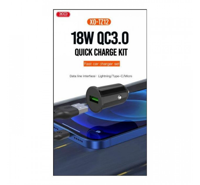 Зарядное устройство для XO TZ12 QC3.0 (1USB\/18W) + USB - Type-C Black (XO-TZ12-BK)