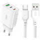Зарядний пристрій XO L101 PD + QC3.0 (1USB\/2Type-C\/20W) + USB - MicroUSB White (XO-L101-WH)