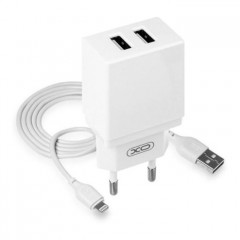 Зарядний пристрій XO L75 2USB\/2.4A + Lightning White (XO-L75-L)