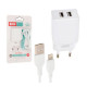 Зарядний пристрій XO L75 2USB\/2.4A + Lightning White (XO-L75-L)