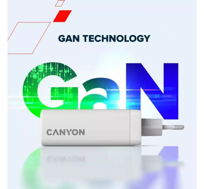 Зарядний пристрій Canyon CU140ACC GaN 150W 3xPD 1xQC EU White (CNS-CUW140ACC)