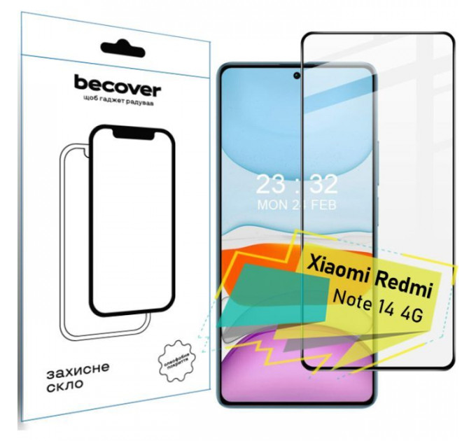 Скло захисне BeCover Xiaomi Redmi Note 14 4G Black (713099) Скло захисне BeCover Xiaomi Redmi Note 14 4G Black (713099)