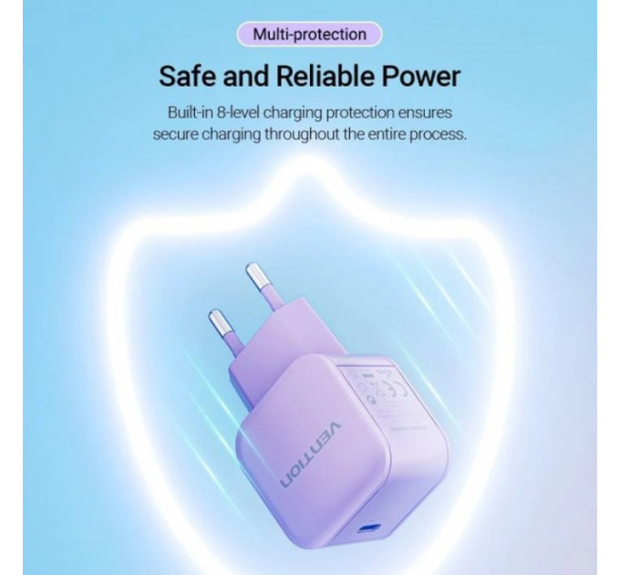 Зарядний пристрій VENTION 1xUSB-C 20W PD3.0\/QC3.0 Purple (FEJV0-EU)