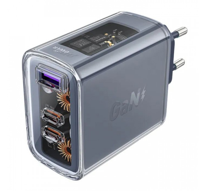 Зарядний пристрій Acefast 3xUSB 65W (2xUSB-C+USB-A) Gan A45 Fast Charger Mountain mist (6974316282099)