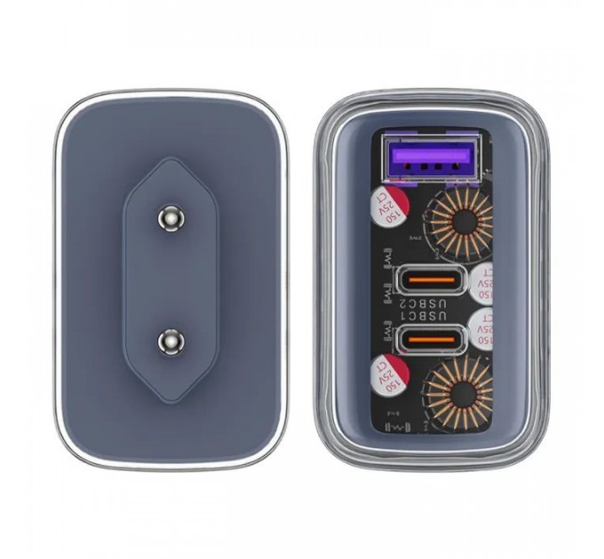 Зарядний пристрій Acefast 3xUSB 65W (2xUSB-C+USB-A) Gan A45 Fast Charger Mountain mist (6974316282099)