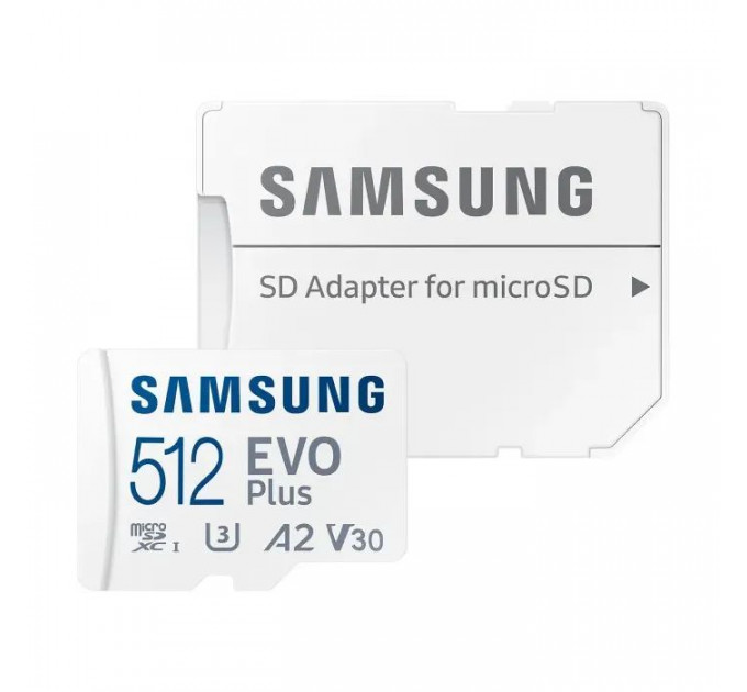 Карта памяти Samsung 512 GB microSDXC Class 10 UHS-I U3 V30 A2 EVO Plus+SD Adapte (MB-MC512SA\/EU)