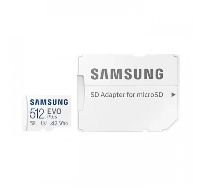 Карта памяти Samsung 512 GB microSDXC Class 10 UHS-I U3 V30 A2 EVO Plus+SD Adapte (MB-MC512SA\/EU)