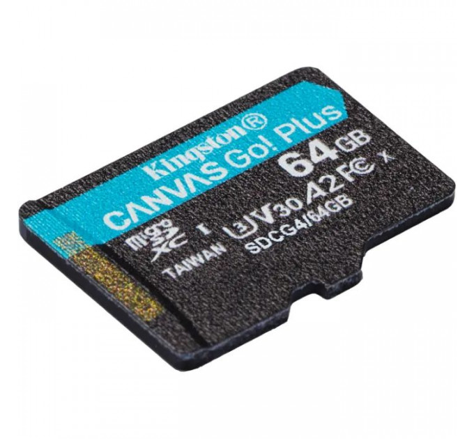 Карта памяти Kingston 64GB microSDXC сlass 10 UHS-I U3 V30 A2 Canvas Go Plus G4 (SDCG4\/64GBSP)