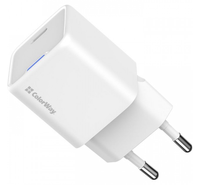 Зарядний пристрій ColorWay GaN Mini 25W PD Port PPS USB-C white (CW-CHS052PD-WT)