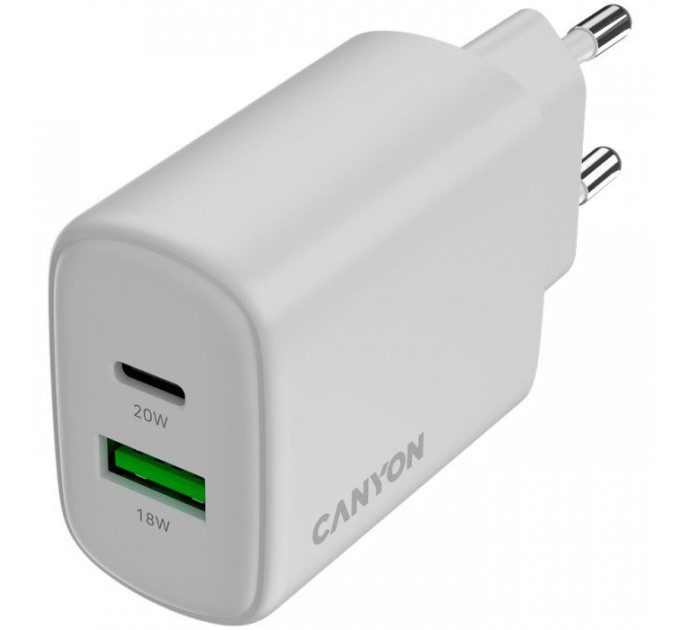 Зарядний пристрій Canyon OnCharge 200 20W 1xPD 1xQC EU White (CNE-CHA200-21) Зарядний пристрій Canyon OnCharge 200 20W 1xPD 1xQC EU White (CNE-CHA200-21)