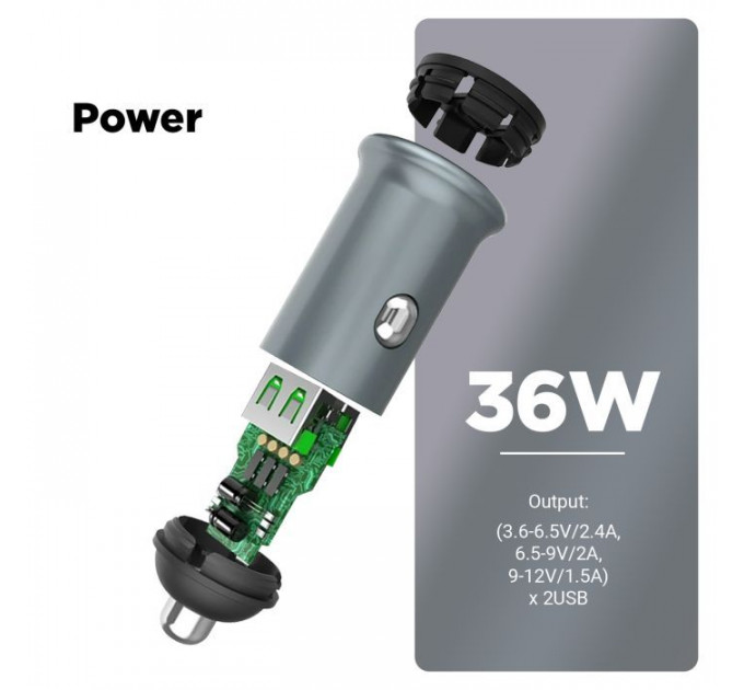 Зарядний пристрій Armorstandart 2xUSB QC3.0 Grey + cable Lightning (ARM82458)